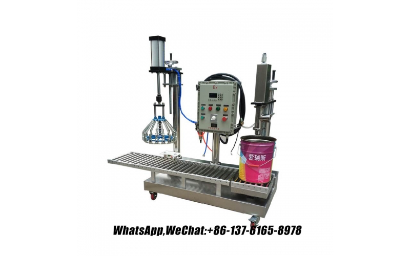 GZM-25H 自動桶裝機，帶皇冠蓋，觸摸屏，化學溶劑防爆