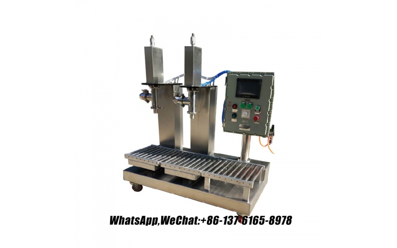 自動雙槍灌裝機 5L 罐 油 粉末 飲料 化工 塑料 PET 包裝 電動機 齒輪 PLC 軸承