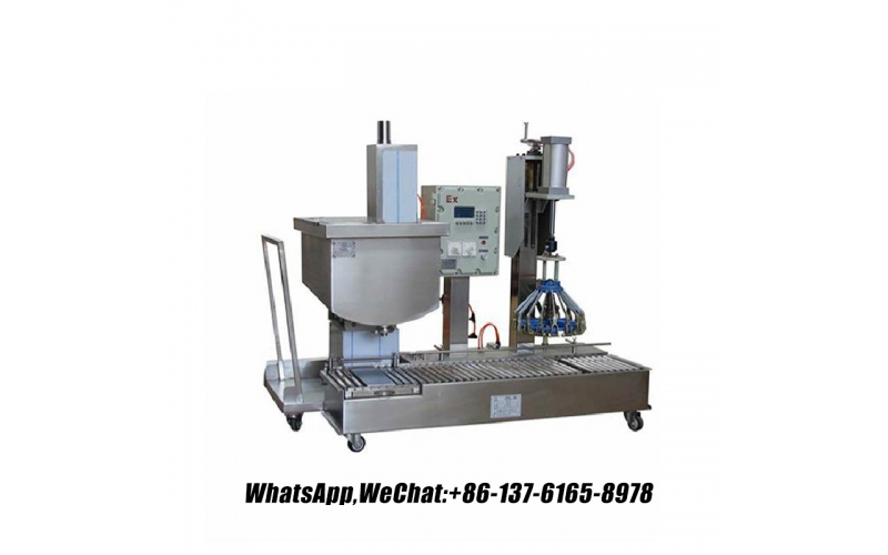 25升桶裝設備_用于帶壓蓋的膠水涂料液體填充機